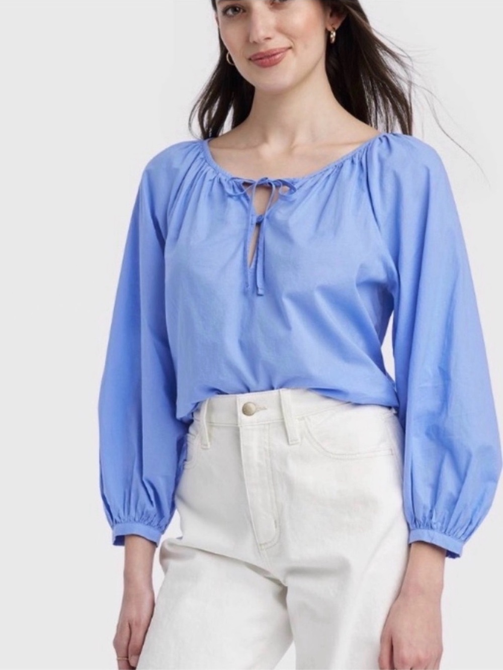 Universal Thread 100% Cotton Blue Peasant Boho Top M